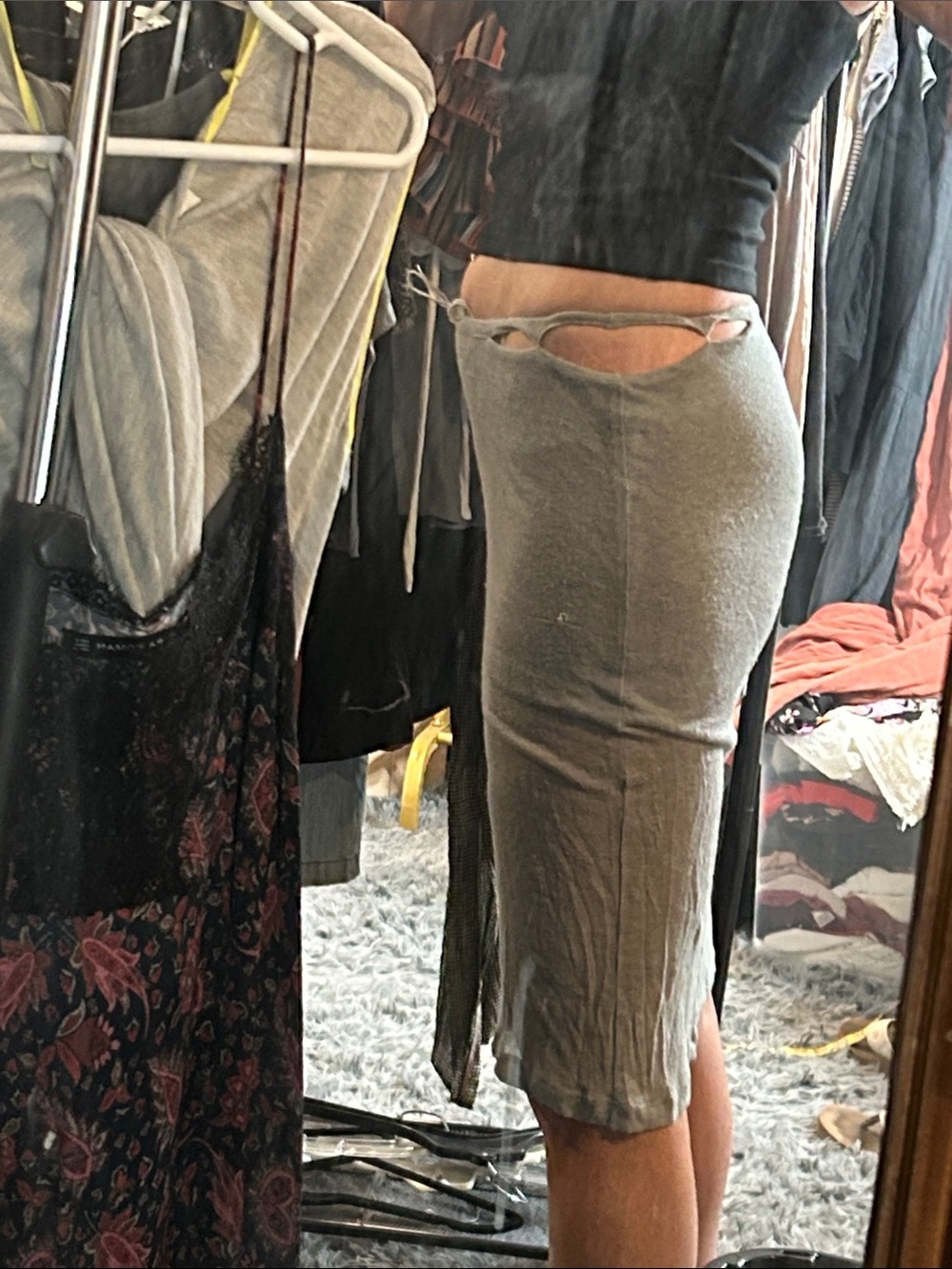 Vintage Diesel Style Lab open Waistband Midi Skirt in Heather Gray - Picture 8 of 8